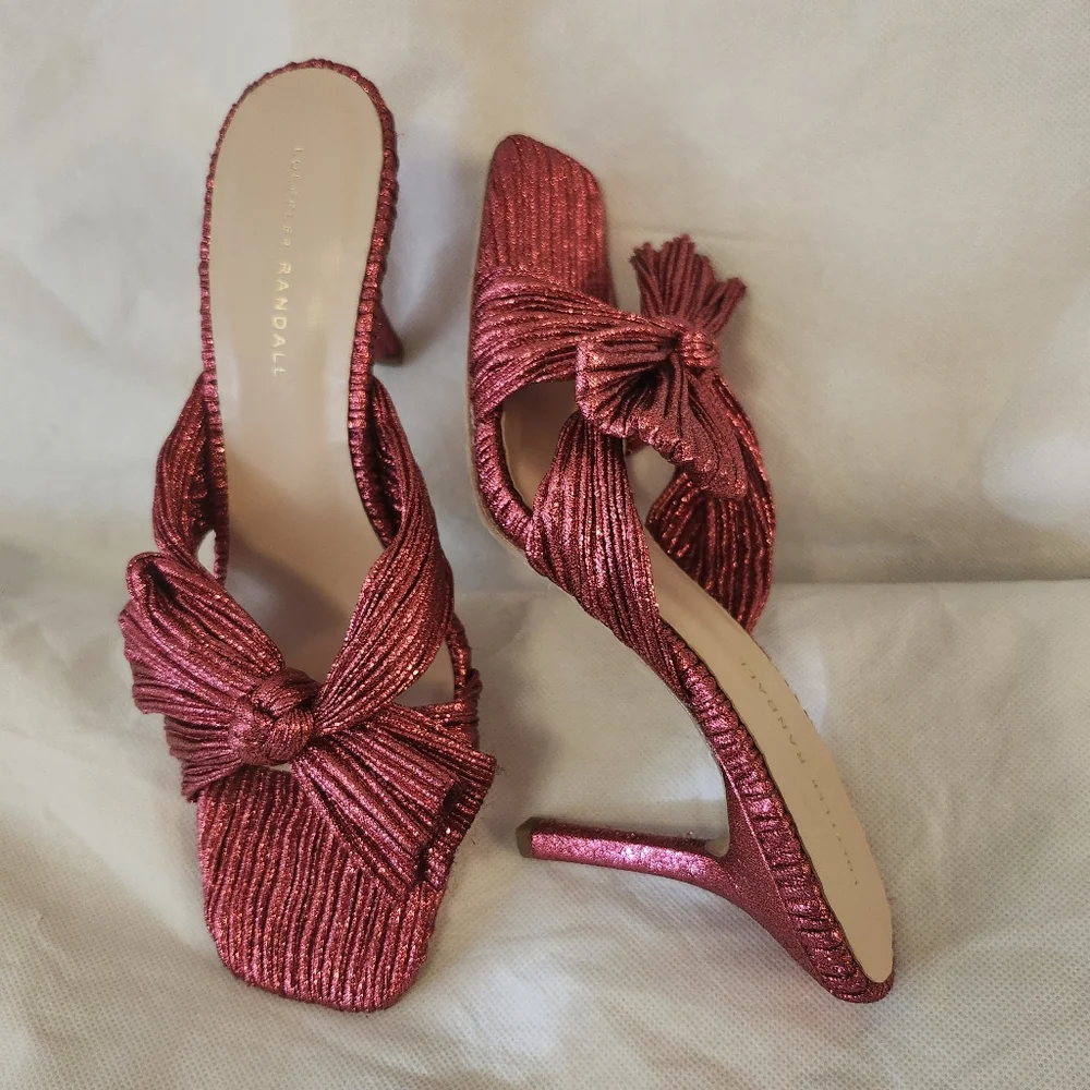 SOLD!!Loeffler RandallClaudia Pleated Skinny-Heel Mules in Fuschia Sz 11.5 - Picture 3 of 7